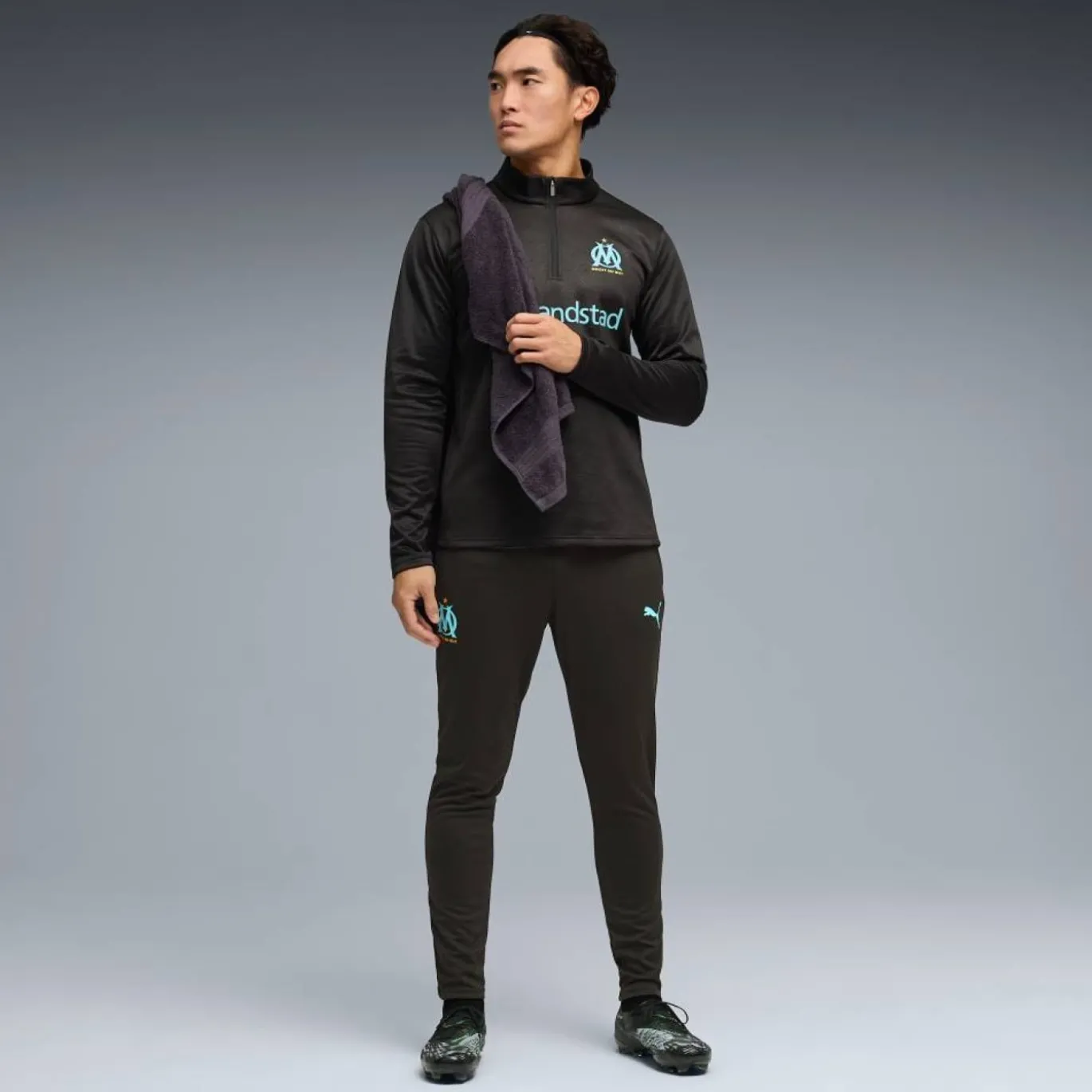 PUMA Olympique Marseille Trainingsbroek 2025-2026 Zwart Lichtblauw