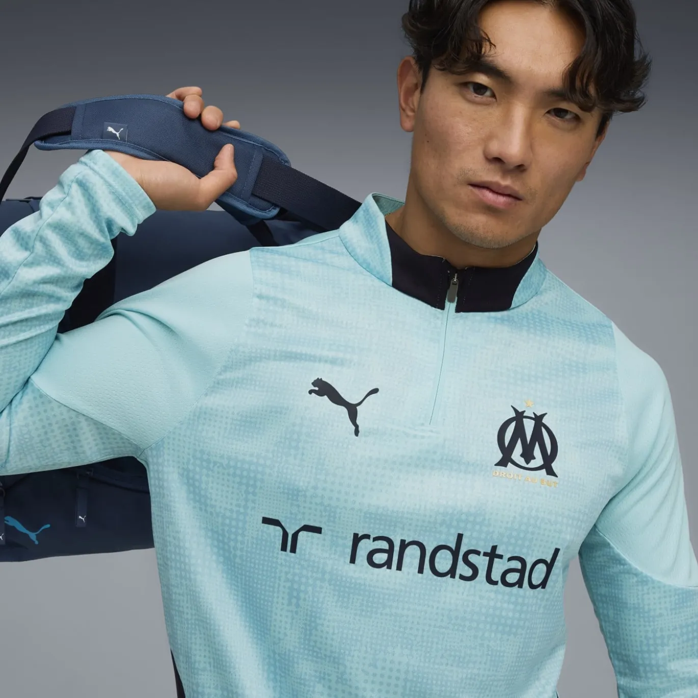 PUMA Olympique Marseille Trainingstrui 1/4-Zip 2025-2026 Lichtblauw Donkerblauw
