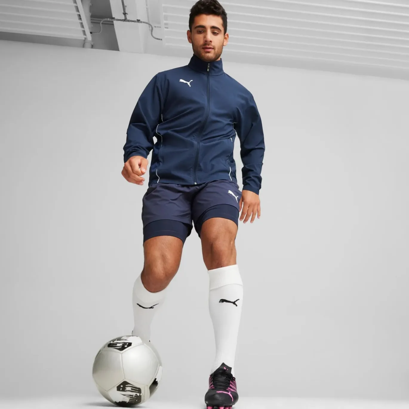 PUMA teamGOAL Sideline Jas Donkerblauw Wit