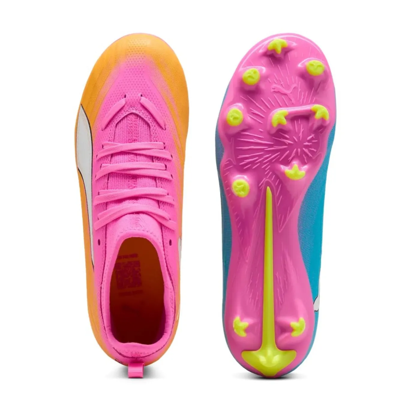 PUMA Ultra 6 Match Gras / Kunstgras Voetbalschoenen (MG) Kids Felroze Blauw Geel