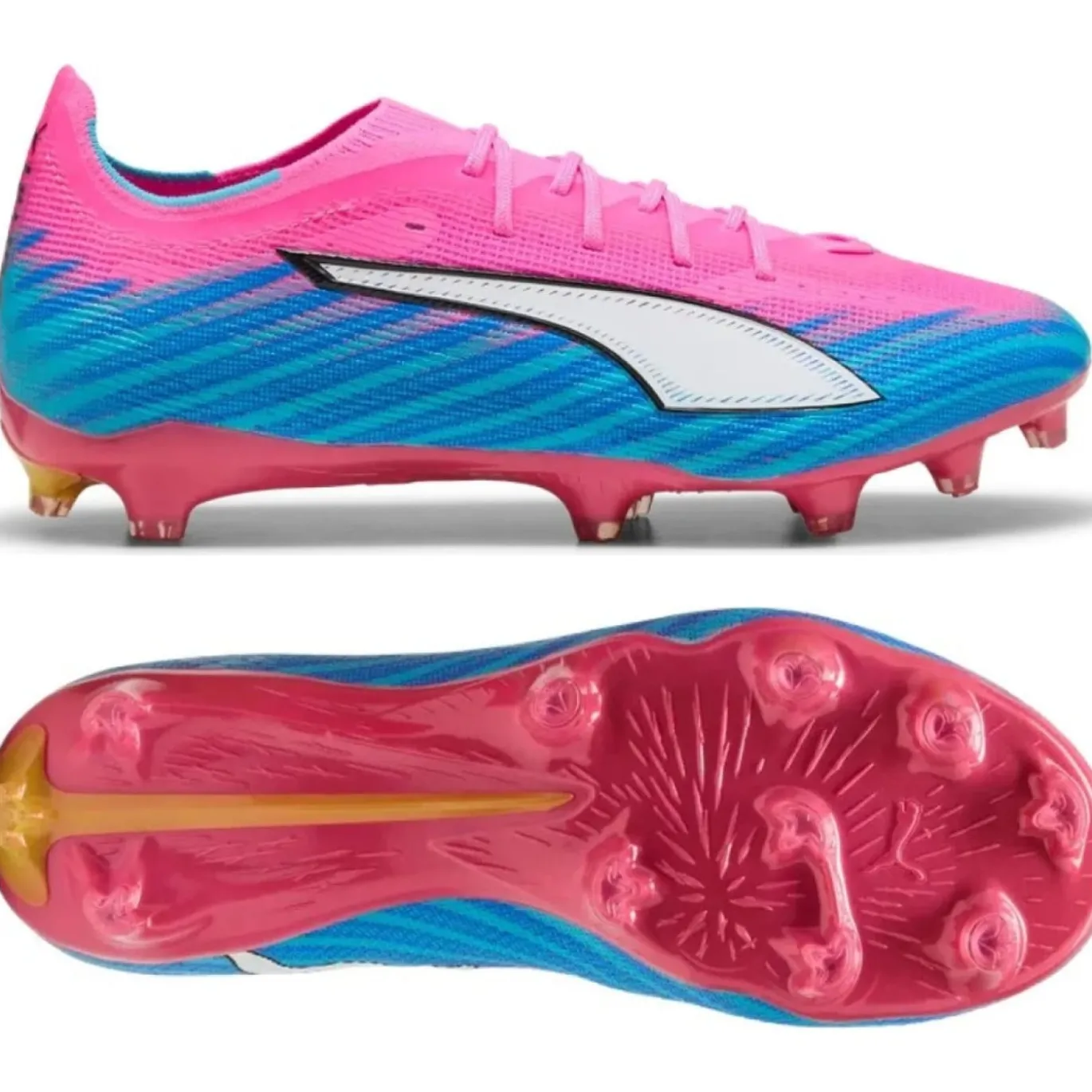 PUMA Ultra 6 Match Gras / Kunstgras Voetbalschoenen (MG) Felroze Blauw Geel