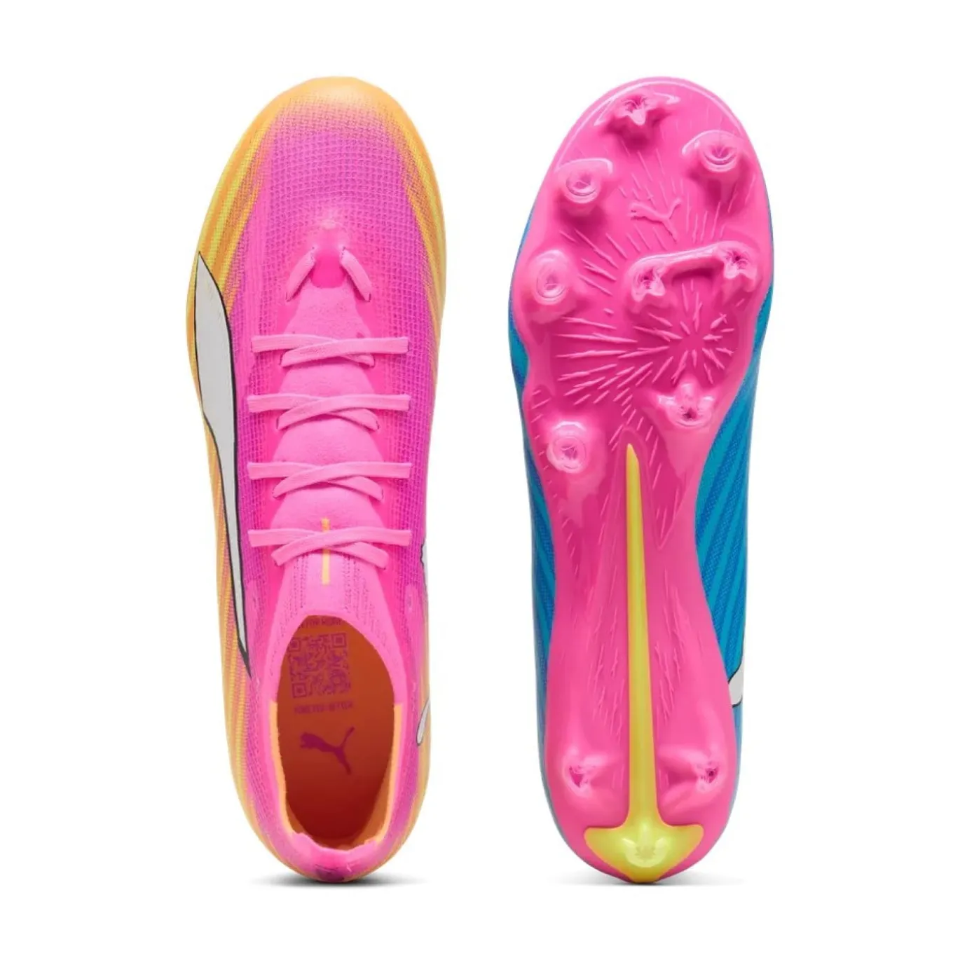 PUMA Ultra 6 Match Gras / Kunstgras Voetbalschoenen (MG) Felroze Blauw Geel