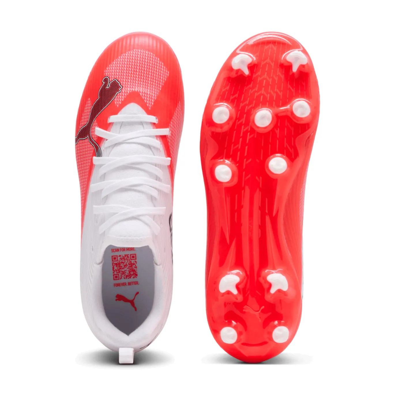 PUMA Ultra 7 Match Gras / Kunstgras Voetbalschoenen (MG) Kids Wit Felrood Zwart