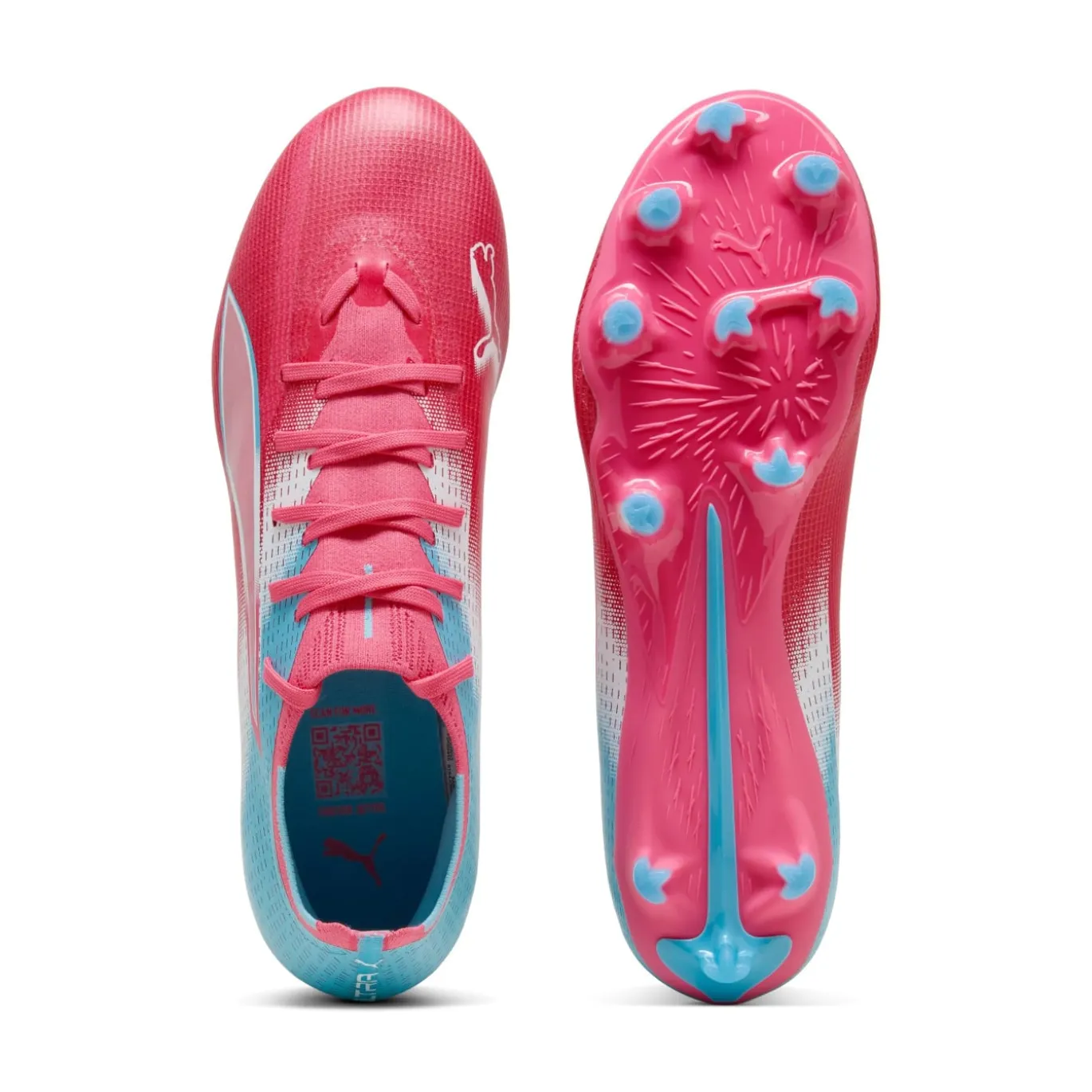 PUMA Ultra 6 Match Re-Charge Gras / Kunstgras Voetbalschoenen (MG) Roze Blauw Wit