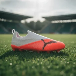 PUMA Ultra 7 Match Veterloze Gras / Kunstgras Voetbalschoenen (MG) Kids Wit Felrood Zwart