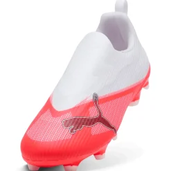 PUMA Ultra 7 Match Veterloze Gras / Kunstgras Voetbalschoenen (MG) Kids Wit Felrood Zwart