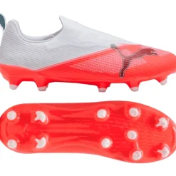 PUMA Ultra 7 Match Veterloze Gras / Kunstgras Voetbalschoenen (MG) Kids Wit Felrood Zwart