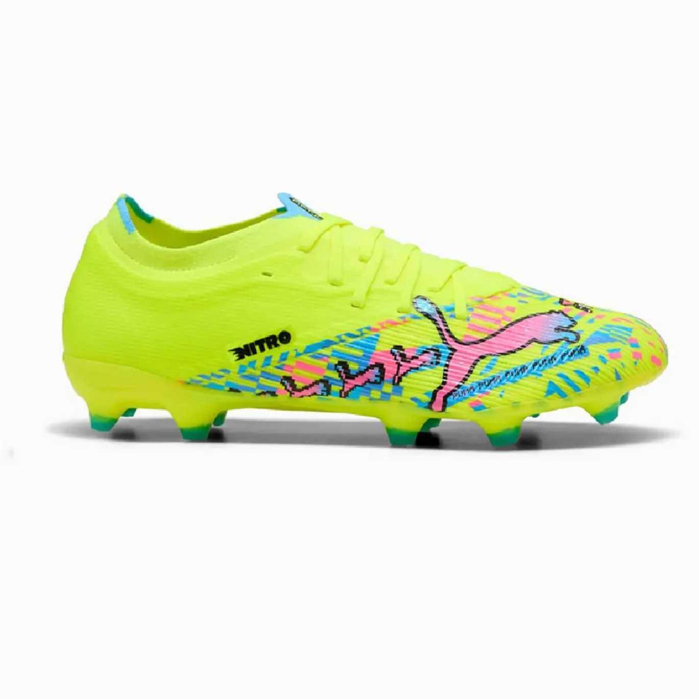PUMA Ultra Nitro 7 Match ADV Gras / Kunstgras Voetbalschoenen (MG) Neongroen Felblauw Felroze
