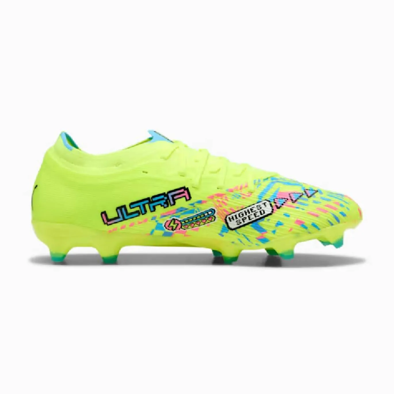 PUMA Ultra Nitro 7 Match ADV Gras / Kunstgras Voetbalschoenen (MG) Neongroen Felblauw Felroze