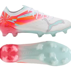 PUMA Ultra Nitro 7 Ultimate Brilliance Gras Voetbalschoenen (FG) Dames Wit Feloranje Roze Lichtblauw