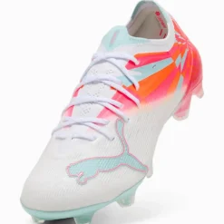 PUMA Ultra Nitro 7 Ultimate Brilliance Gras Voetbalschoenen (FG) Dames Wit Feloranje Roze Lichtblauw
