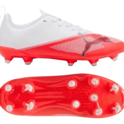 PUMA Ultra 7 Play Gras / Kunstgras Voetbalschoenen (MG) Kids Wit Felrood Zwart