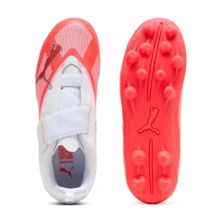 PUMA Ultra 7 Play Velcro Gras / Kunstgras Voetbalschoenen (MG) Kids Wit Felrood Zwart