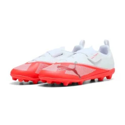 PUMA Ultra 7 Play Velcro Gras / Kunstgras Voetbalschoenen (MG) Kids Wit Felrood Zwart
