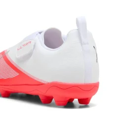 PUMA Ultra 7 Play Velcro Gras / Kunstgras Voetbalschoenen (MG) Kids Wit Felrood Zwart