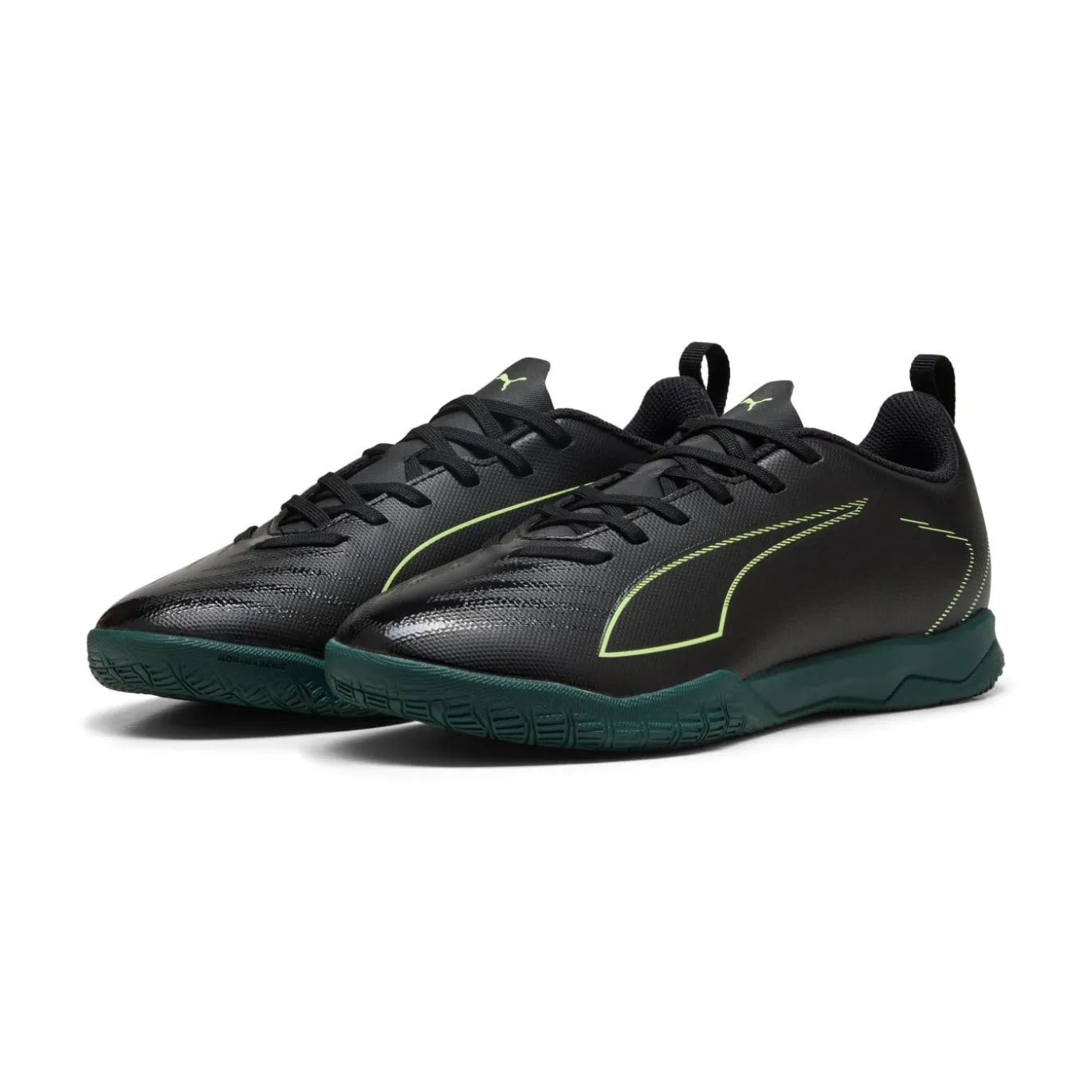 PUMA Ultra 6 Play Zaalvoetbalschoenen (IN) Kids Zwart Donkergroen Lichtgroen