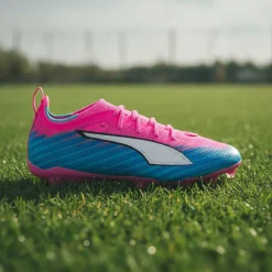 PUMA Ultra 6 Pro Gras / Kunstgras Voetbalschoenen (MG) Kids Felroze Blauw Geel