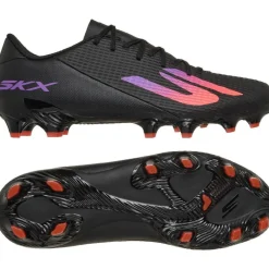 Skechers SKX_2 Low Academy Gras Voetbalschoenen (FG) Zwart Paars Neon