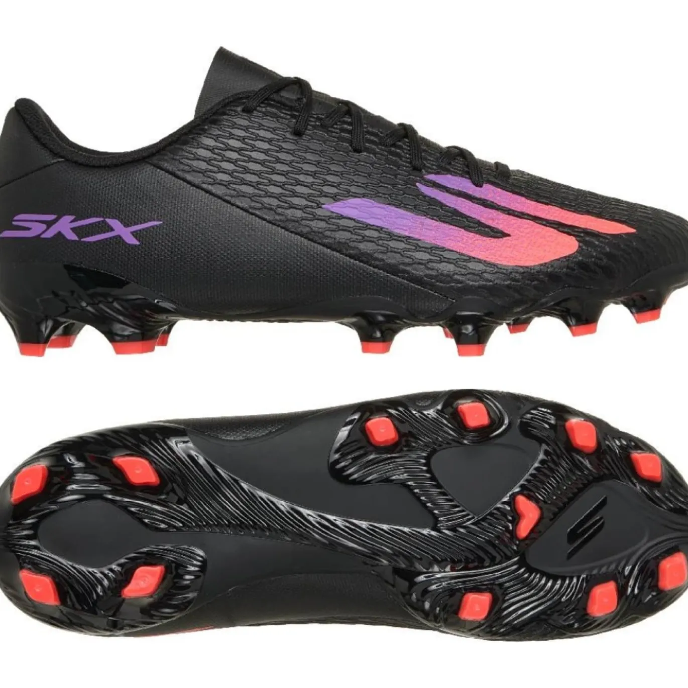 Skechers SKX_2 Low Club Gras / Kunstgras Voetbalschoenen (MG) Zwart Paars Neon