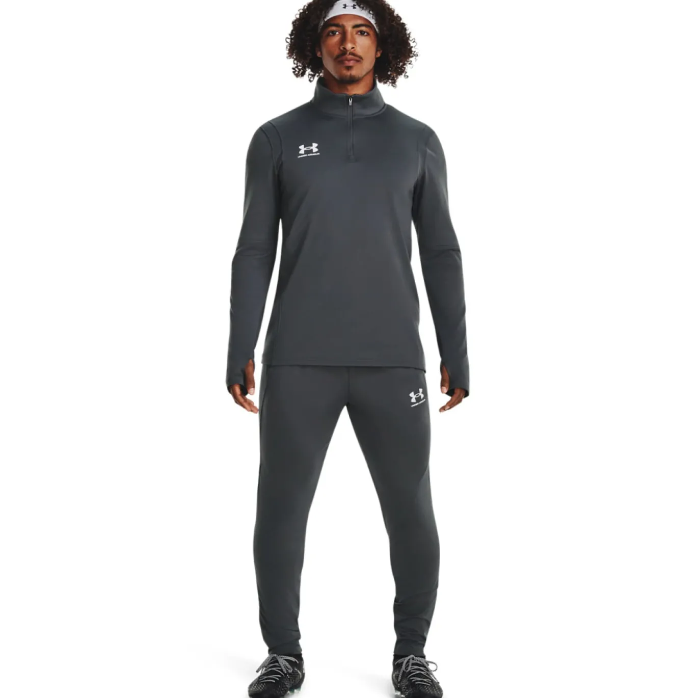 Under Armour Challenger Trainingstrui 1/4-Zip Donkergrijs Wit