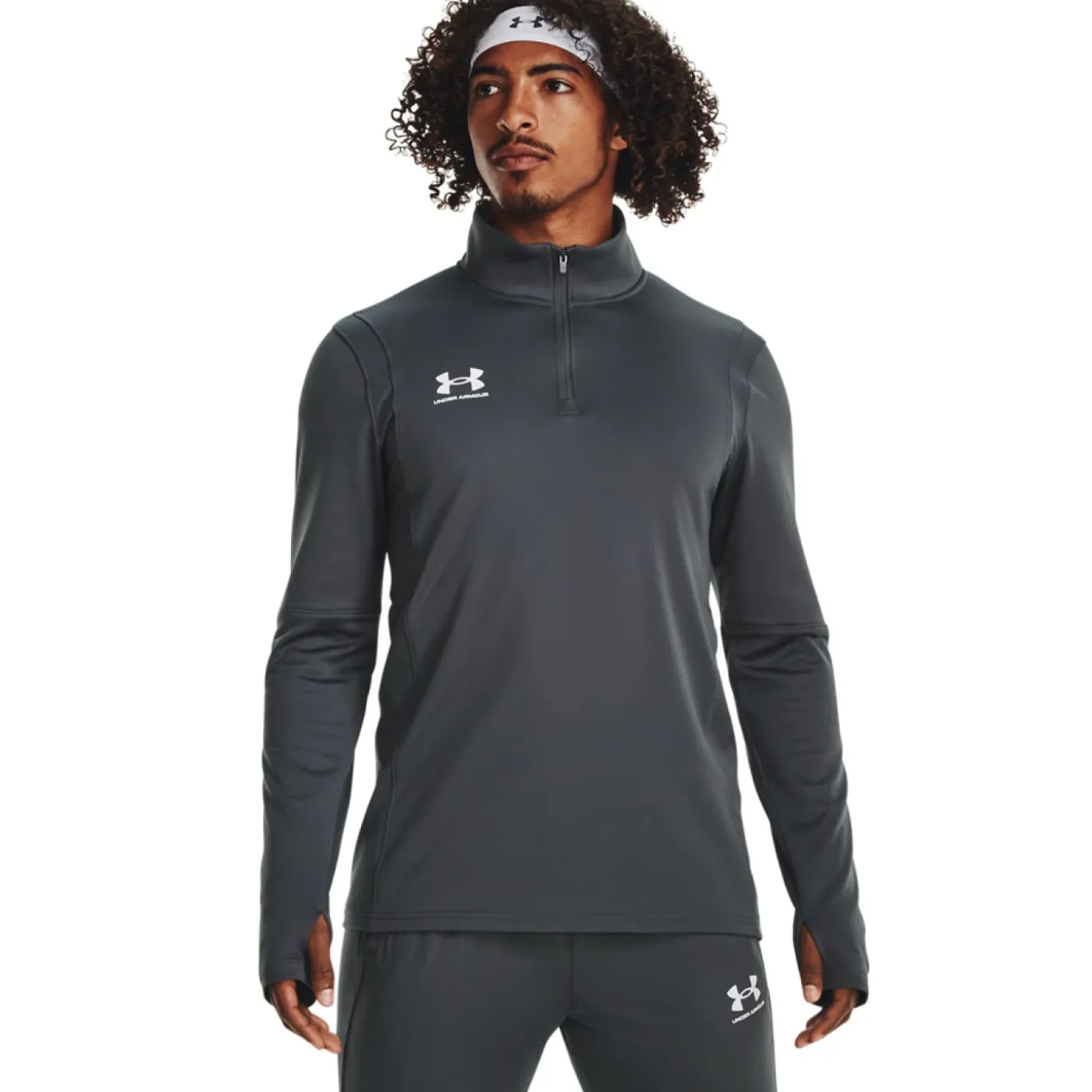 Under Armour Challenger Trainingstrui 1/4-Zip Donkergrijs Wit