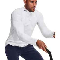 Under Armour ColdGear Fitted Ondershirt Lange Mouwen Wit Zwart