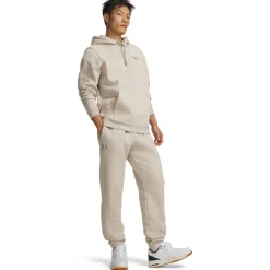 Under Armour Essential Icon Fleece Trainingspak Hooded Lichtgrijs Beige