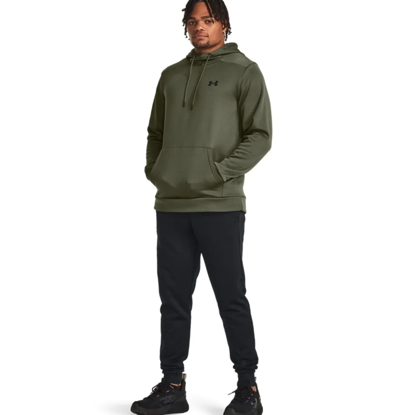 Under Armour Fleece Hoodie Olijfgroen Zwart