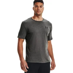 Under Armour Left Chest Logo T-Shirt Donkergrijs Zwart