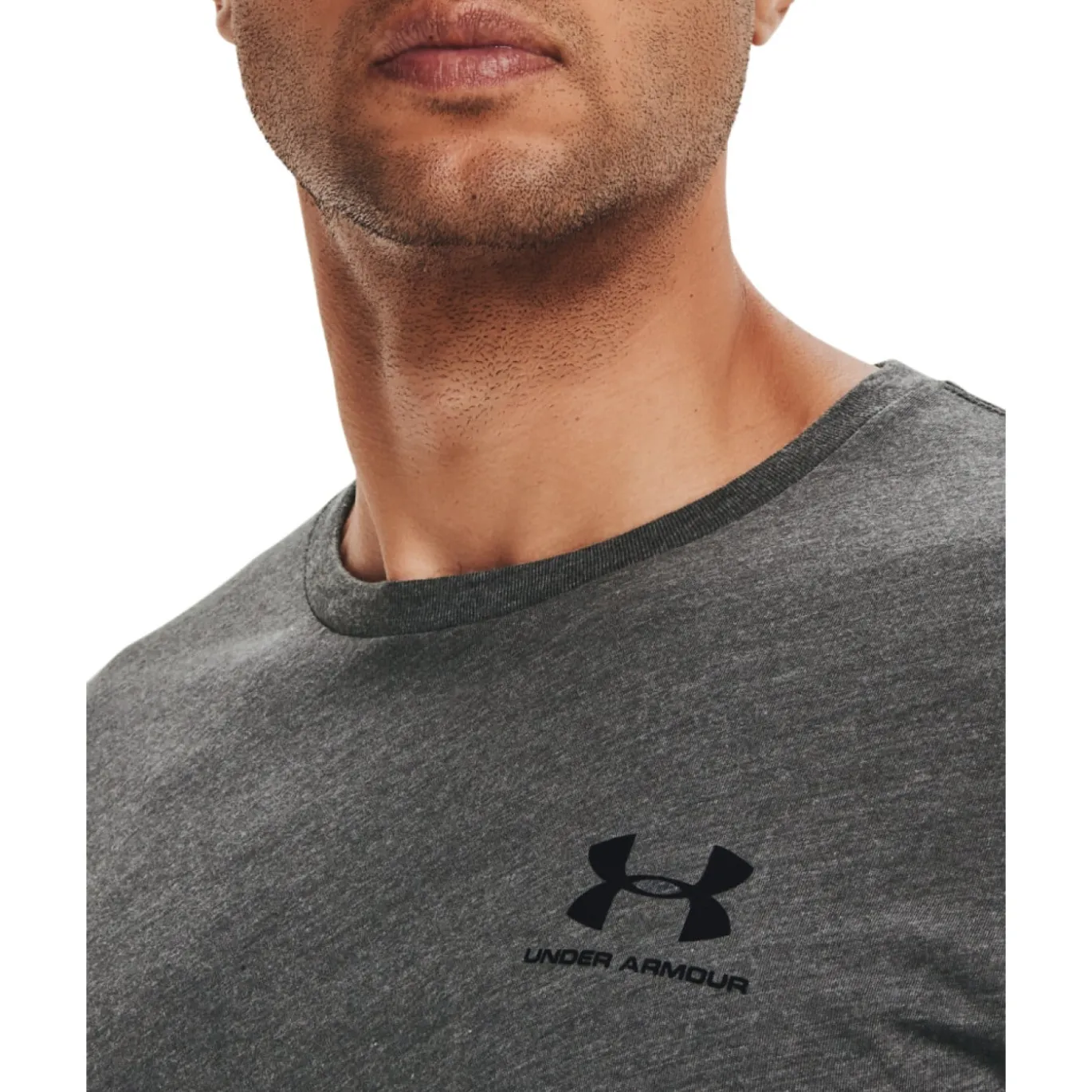 Under Armour Left Chest Logo T-Shirt Donkergrijs Zwart