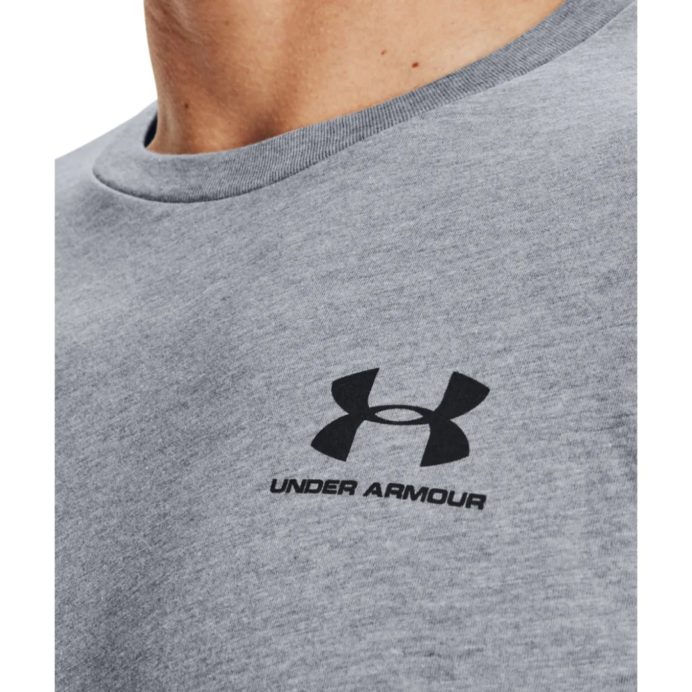 Under Armour Left Chest Logo T-Shirt Grijs Zwart