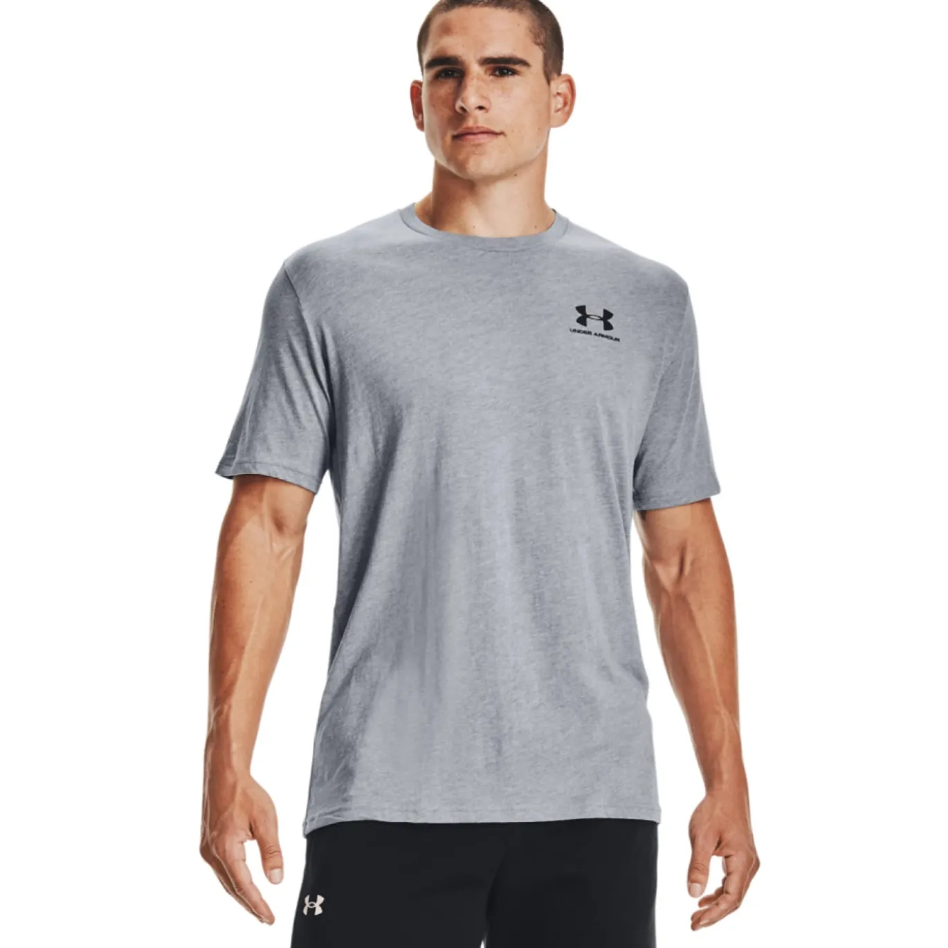 Under Armour Left Chest Logo T-Shirt Grijs Zwart
