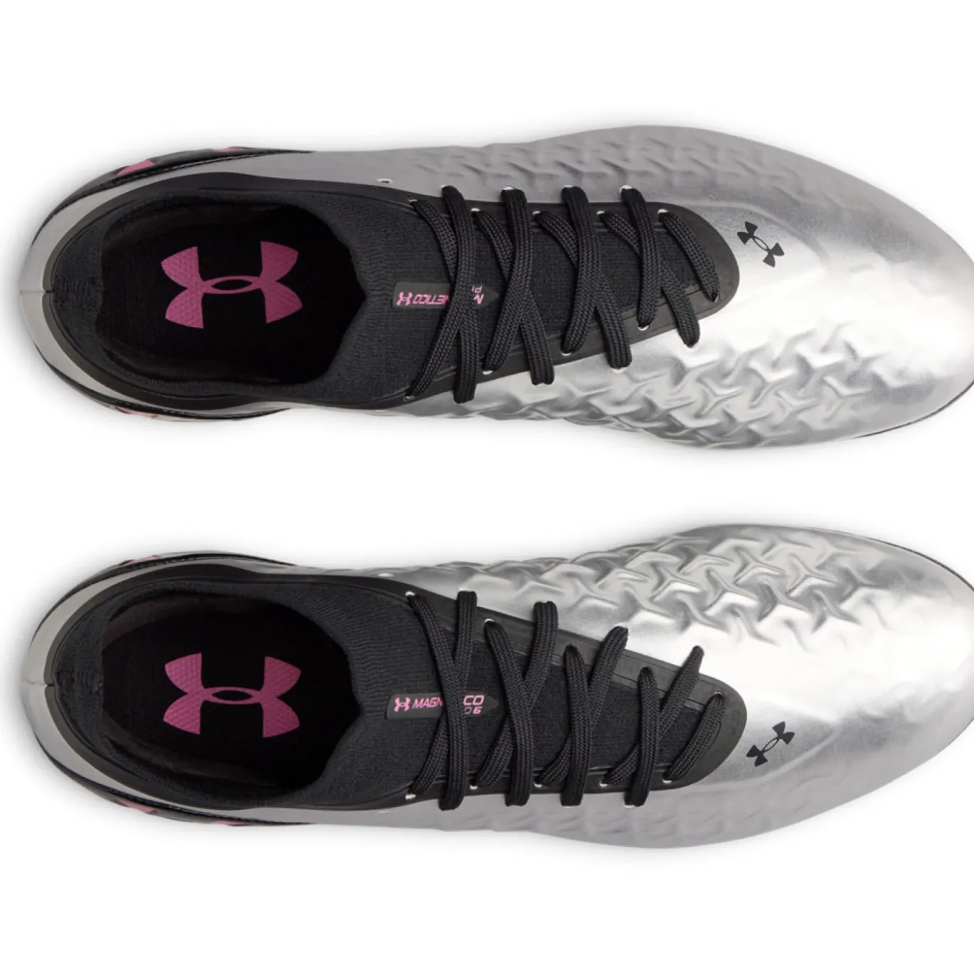 Under Armour Magnetico Pro 6 Gras Voetbalschoenen (FG) Zwart Metallic Silver Felroze