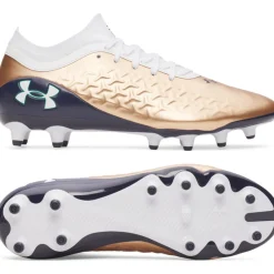 Under Armour Magnetico Pro 6 Gras Voetbalschoenen (FG) Wit Bruin Donkergrijs