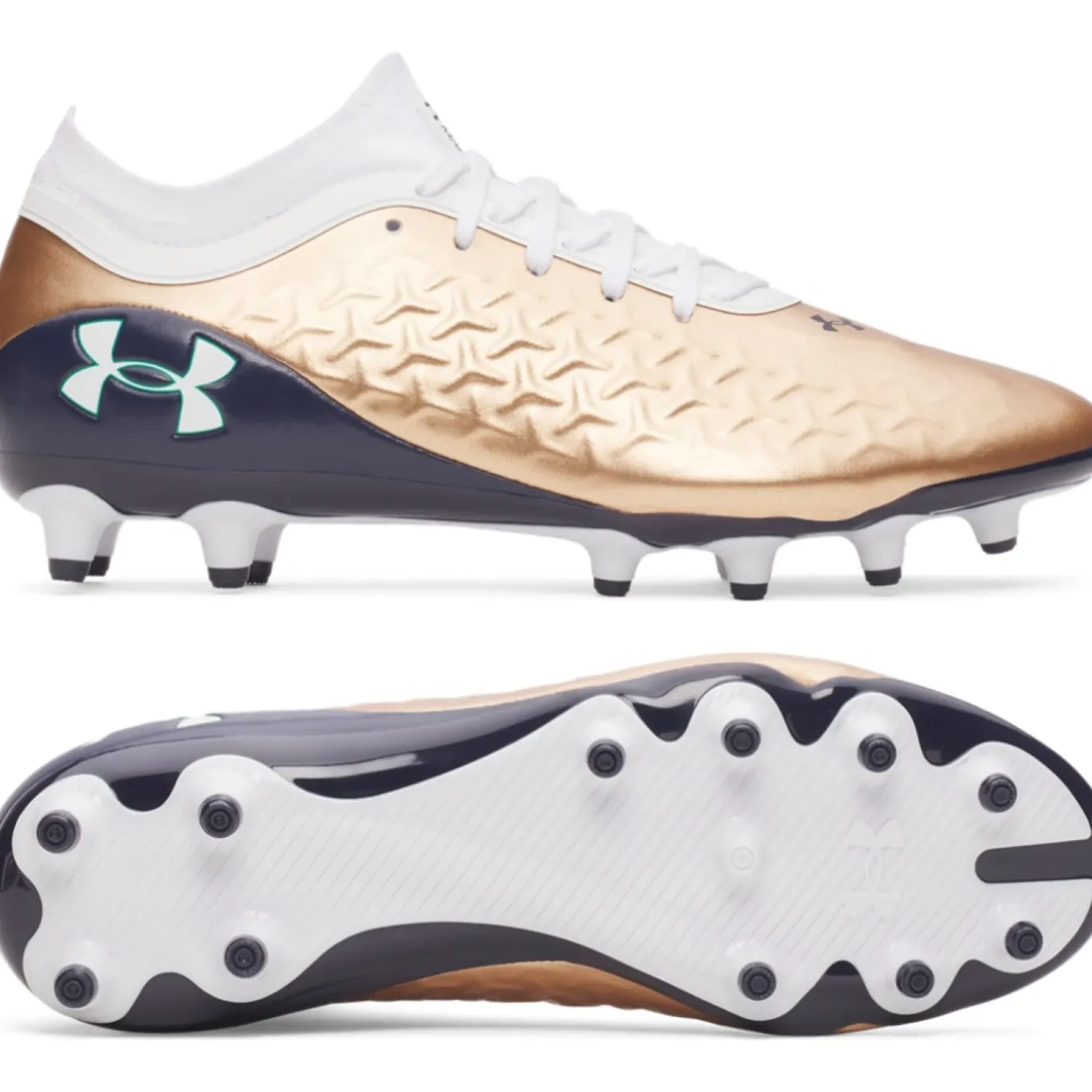Under Armour Magnetico Pro 6 Gras Voetbalschoenen (FG) Wit Bruin Donkergrijs