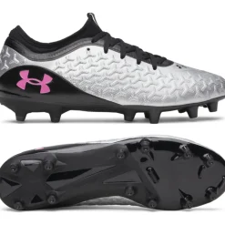 Under Armour Magnetico Select 6 Gras Voetbalschoenen (FG) Zwart Metallic Silver Felroze