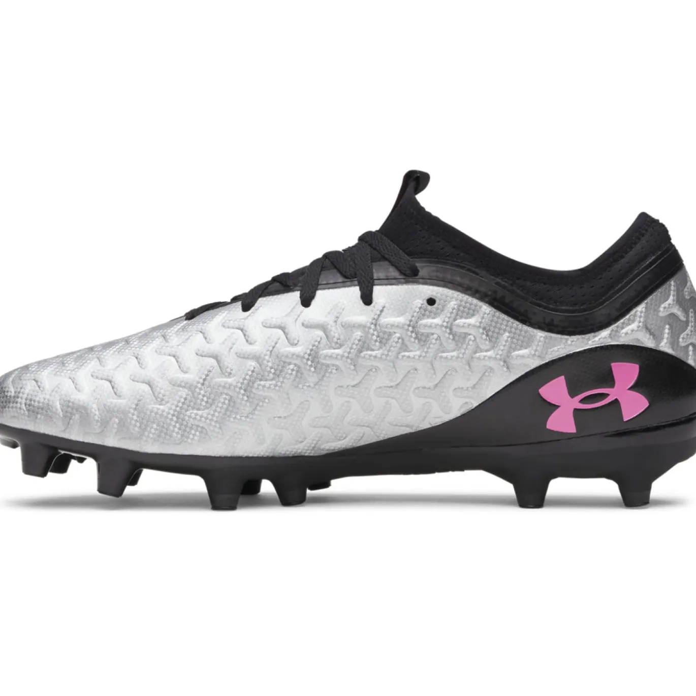 Under Armour Magnetico Select 6 Gras Voetbalschoenen (FG) Zwart Metallic Silver Felroze