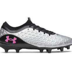 Under Armour Magnetico Select 6 Gras Voetbalschoenen (FG) Zwart Metallic Silver Felroze