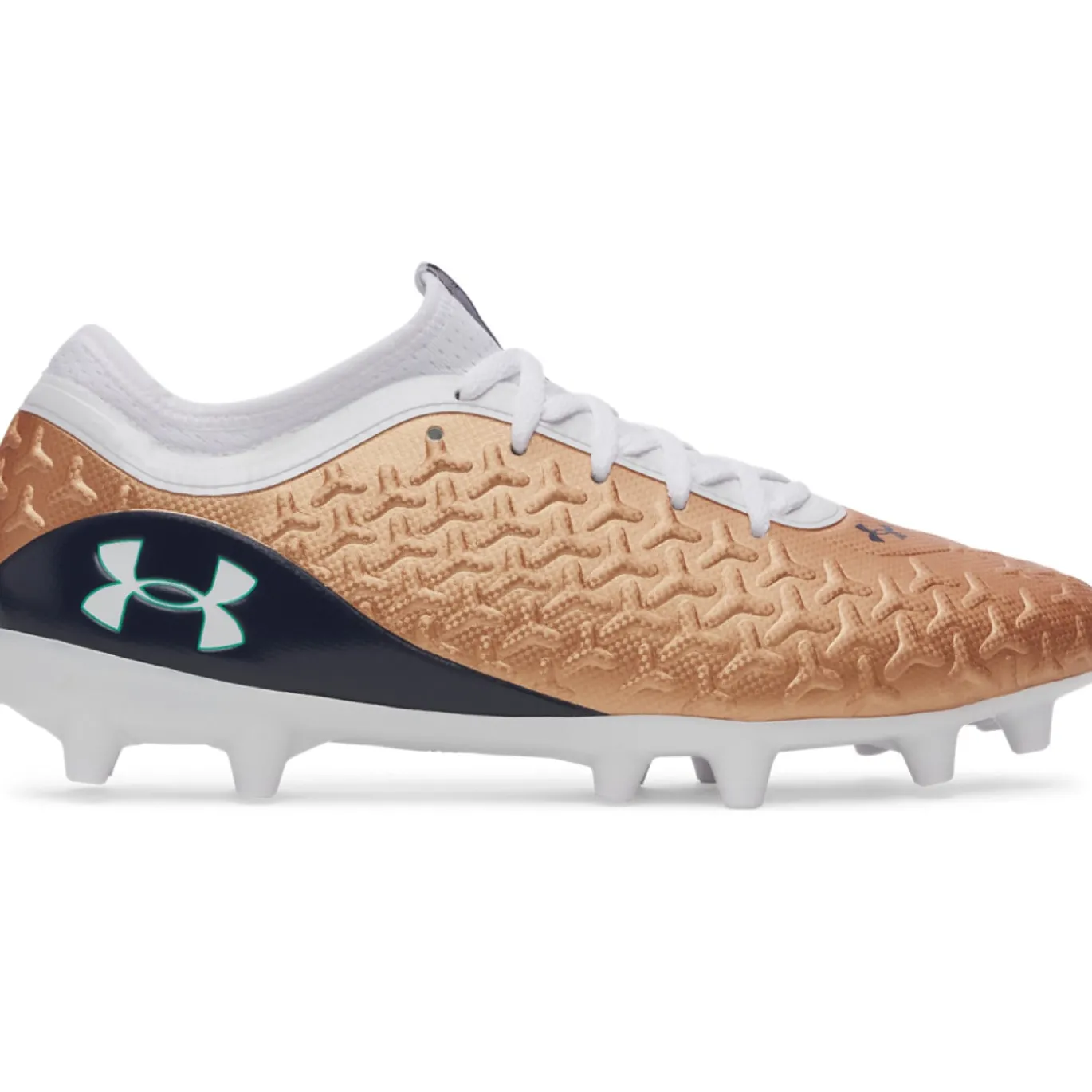 Under Armour Magnetico Select 6 Gras Voetbalschoenen (FG) Wit Bruin Donkergrijs