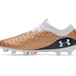 Under Armour Magnetico Select 6 Gras Voetbalschoenen (FG) Wit Bruin Donkergrijs