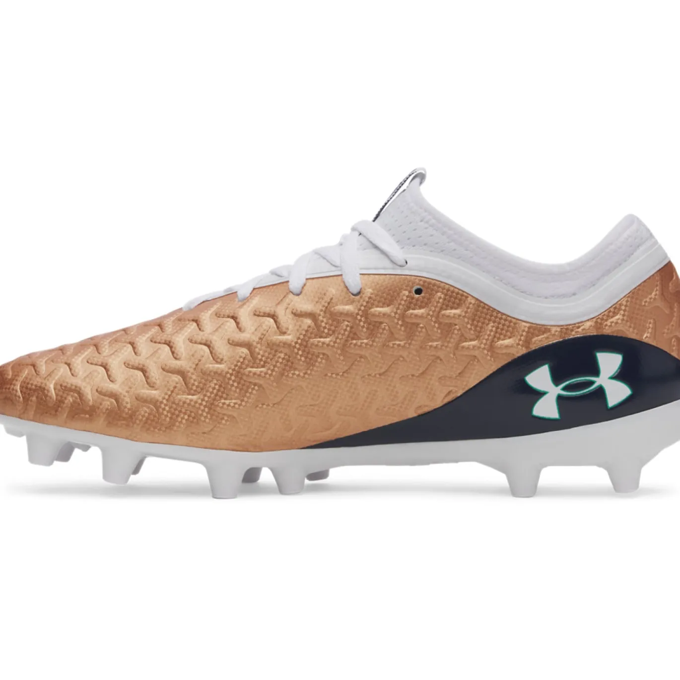 Under Armour Magnetico Select 6 Gras Voetbalschoenen (FG) Wit Bruin Donkergrijs