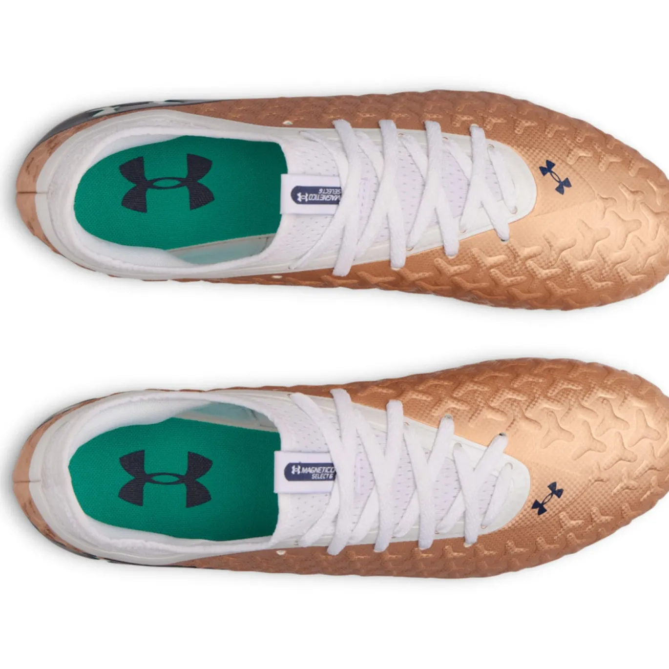 Under Armour Magnetico Select 6 Gras Voetbalschoenen (FG) Wit Bruin Donkergrijs