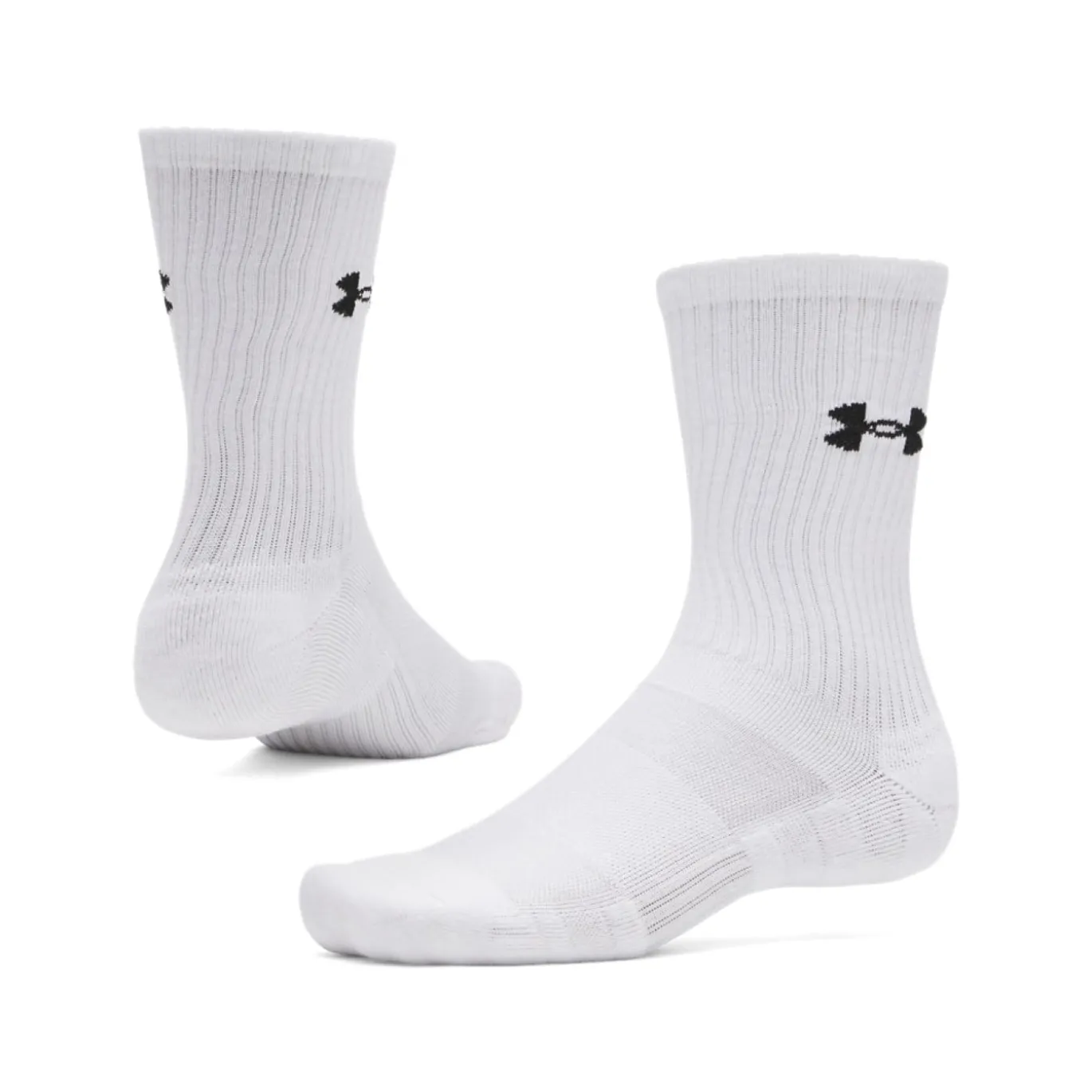 Under Armour Performance Cotton Crew Sokken 3-Pack Wit Zwart