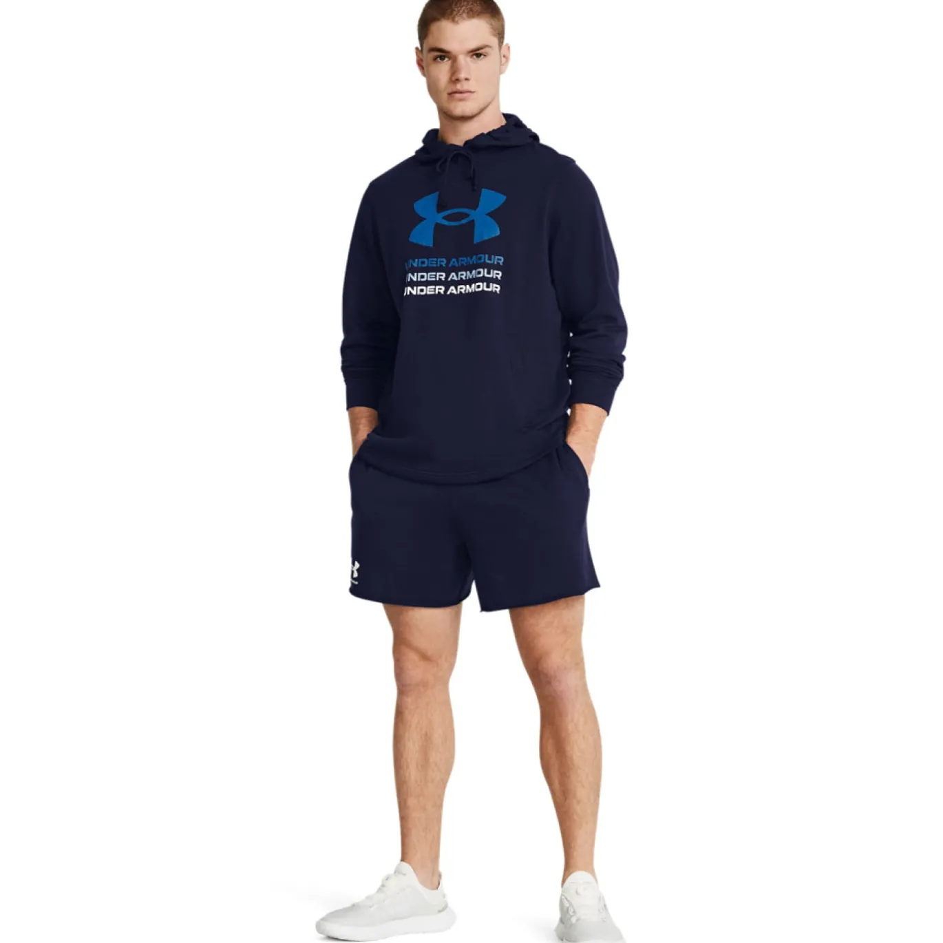 Under Armour Rival Terry Broekje Donkerblauw Wit