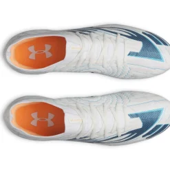 Under Armour Shadow Elite 4 Mach Voetbalschoenen (FG) Wit Donkerblauw Azuurblauw Oranje