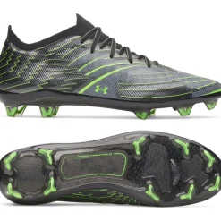 Under Armour Shadow Elite 4 Mach Gras Voetbalschoenen (FG) Zwart Metallic Black Neongroen