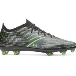Under Armour Shadow Elite 4 Mach Gras Voetbalschoenen (FG) Zwart Metallic Black Neongroen