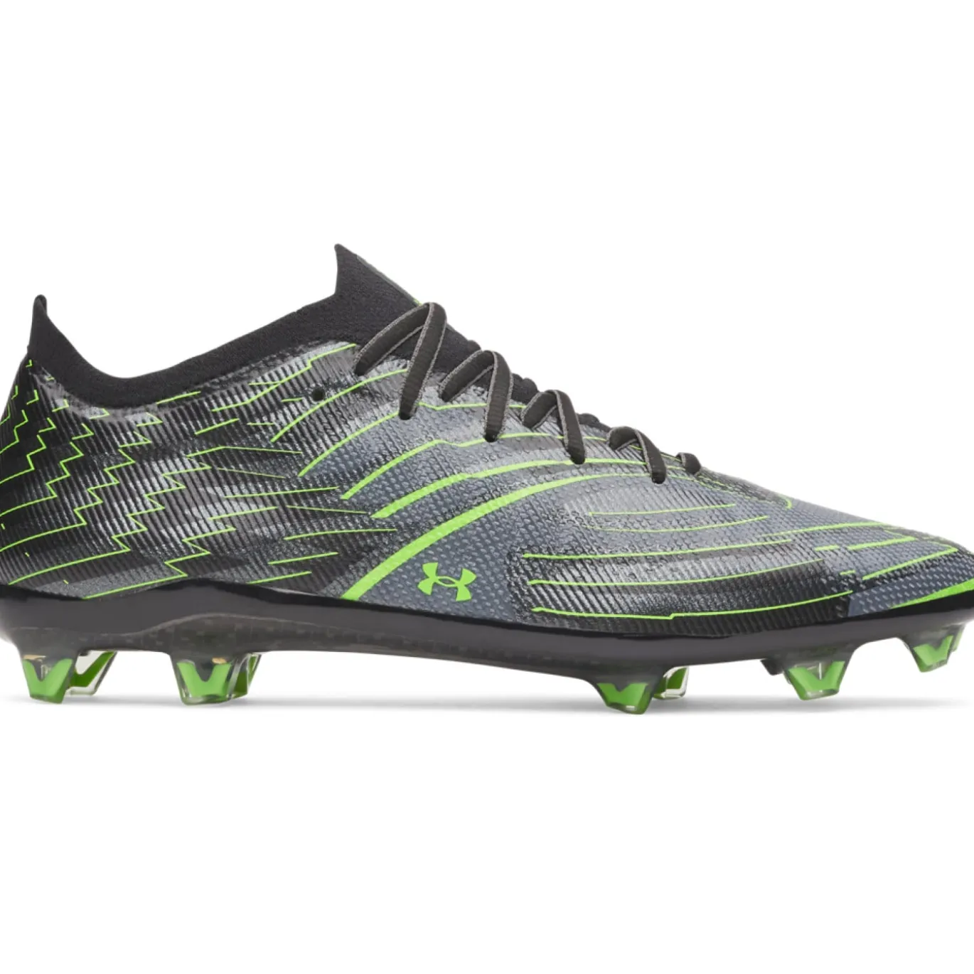 Under Armour Shadow Elite 4 Mach Gras Voetbalschoenen (FG) Zwart Metallic Black Neongroen