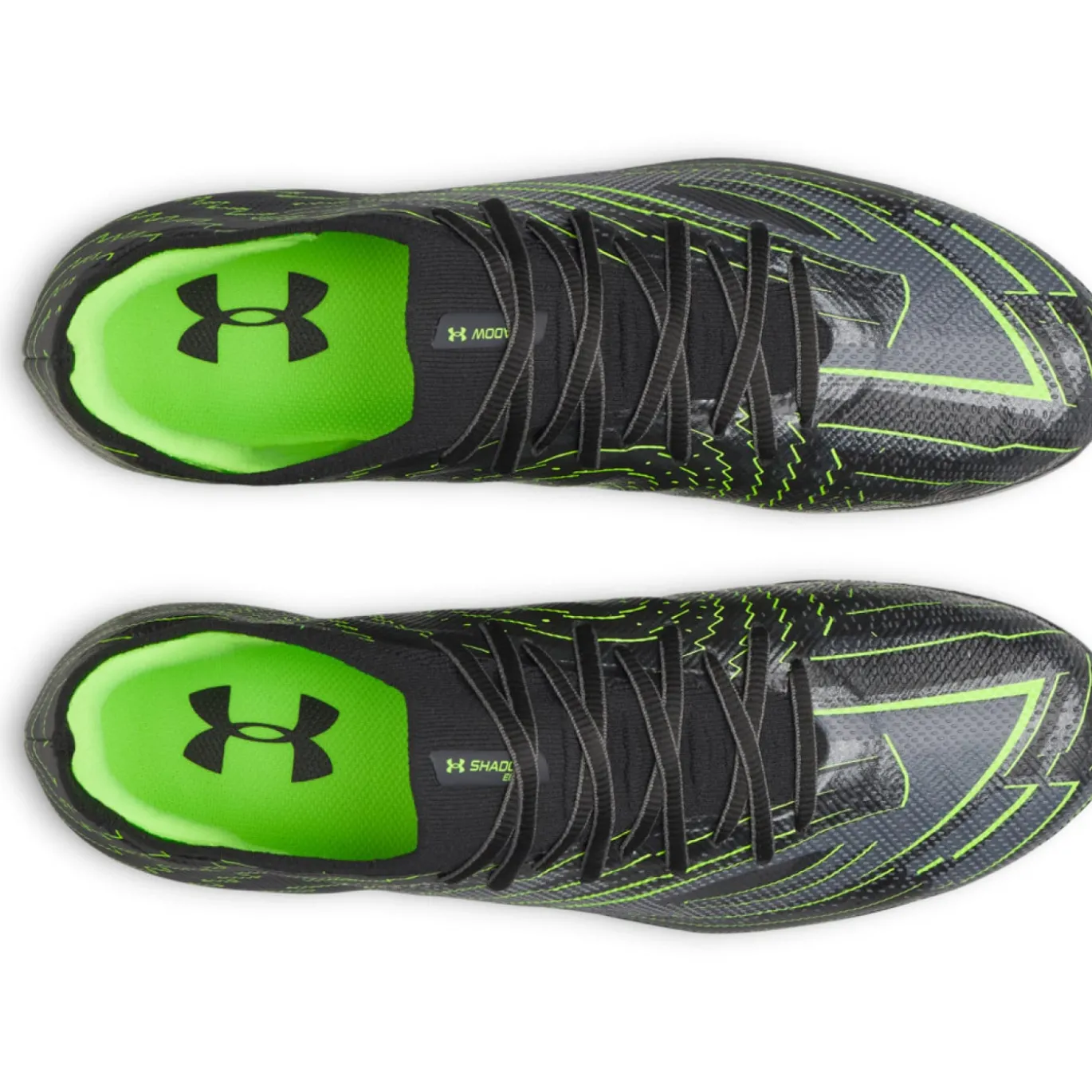 Under Armour Shadow Elite 4 Mach Gras Voetbalschoenen (FG) Zwart Metallic Black Neongroen