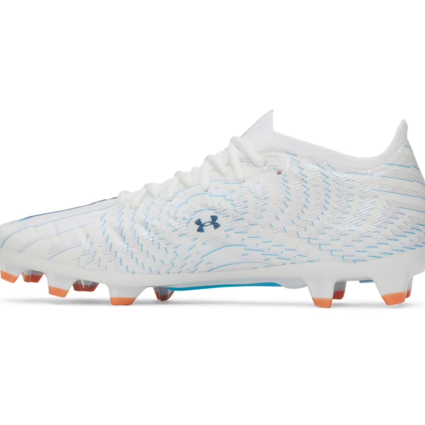 Under Armour Shadow Pro 4 Gras Voetbalschoenen (FG) Wit Donkerblauw Azuurblauw Oranje